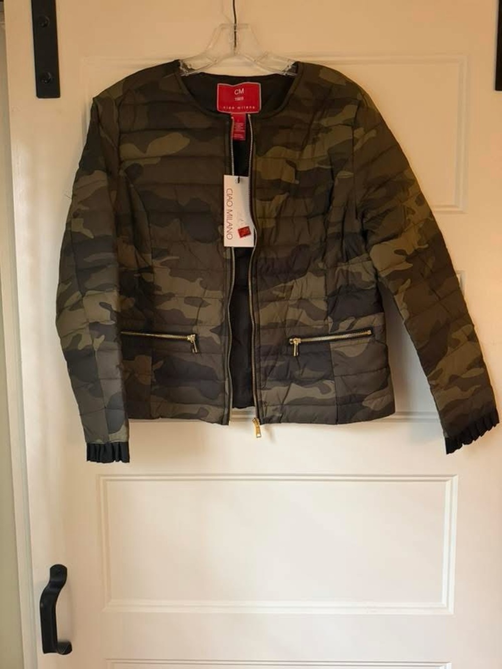 Ciao Milano Women's Camouflage Quilted puffer Jacket - Olive & Gray - Picture 2 of 3